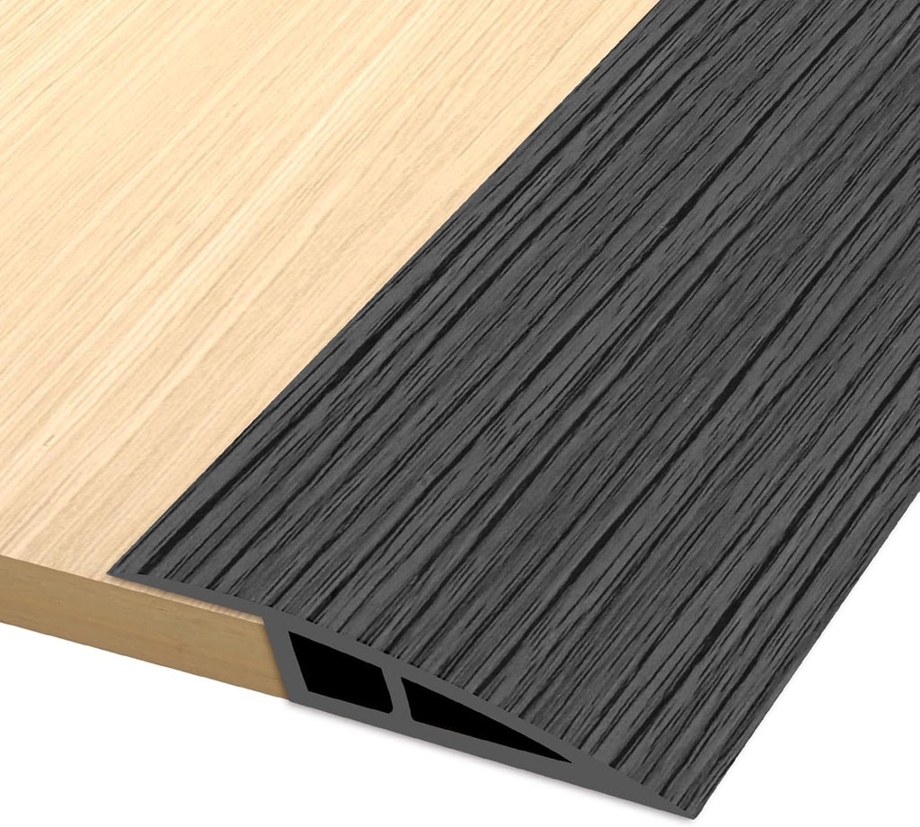 Vinyl Door Threshold Flooring Transition Strip Self Adhesive Carpet Edging Strip for Laminate Doorway Edge Threshold from 1/5" to 2/5" (Dark Gray Wood Grain, 10 Ft)