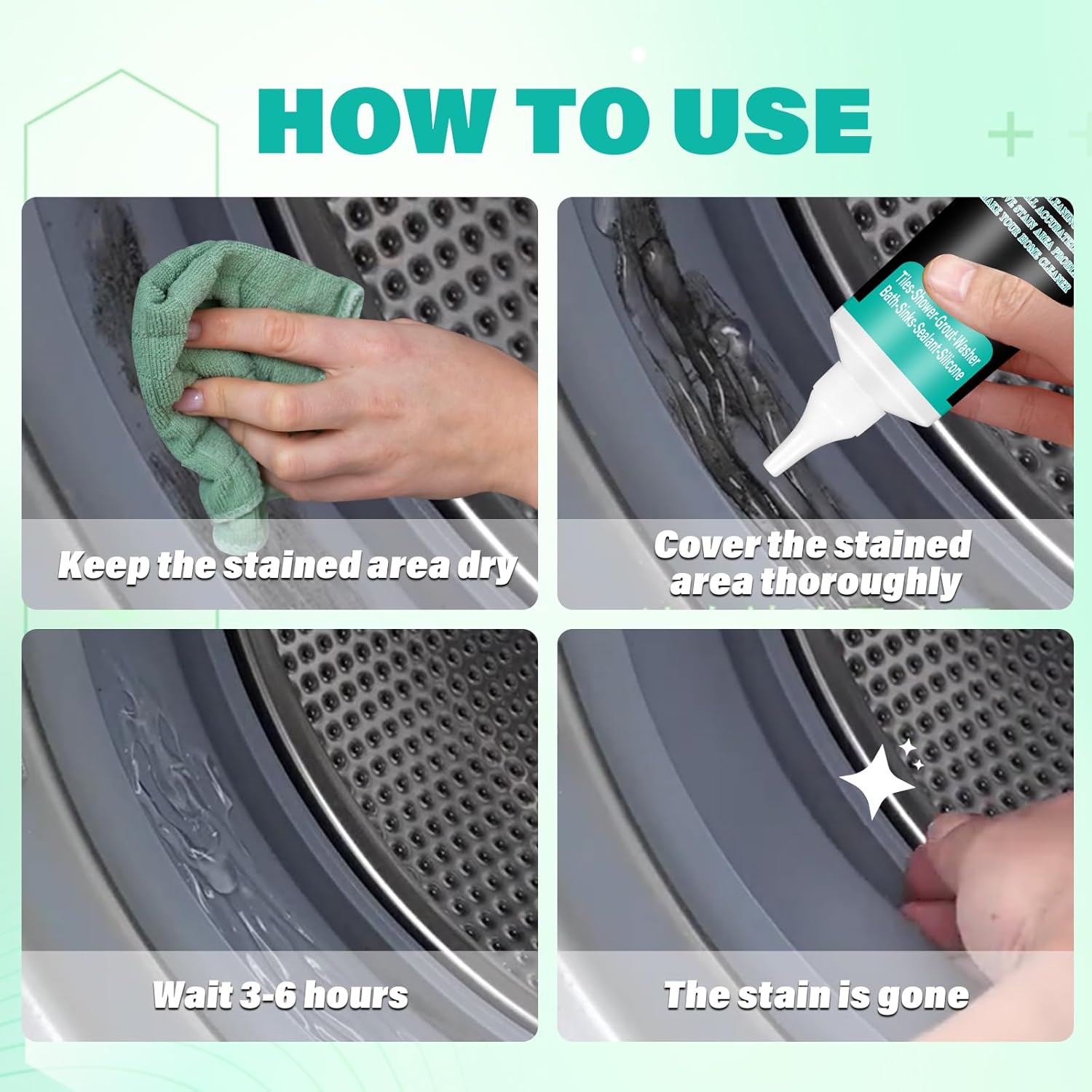 Mold Stain Remover Gel, Home Stain Remover Gel, Washing Machine Cleaner, Household Cleaner for Refrigerator Strips, Grout Cleaners Best for Home Sink, Kitchen, Showers