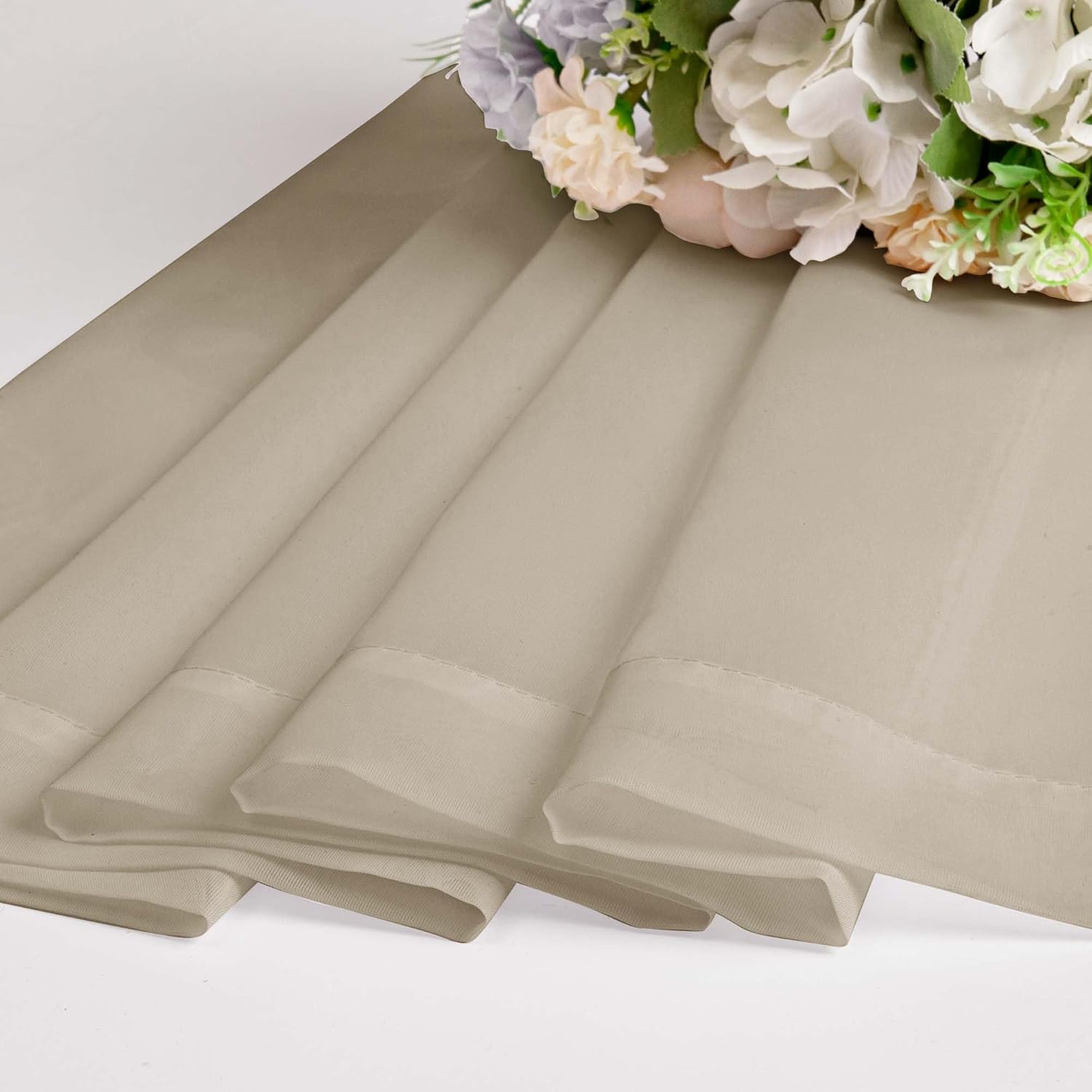 Chyhomenyc Taupe Sheer Curtains 63 Inch Length 2 Panels, Light Filtering Airy Rod Pocket Window Curtain Treatment Drapes for Bedroom Living, Each 42Wx63L Inches