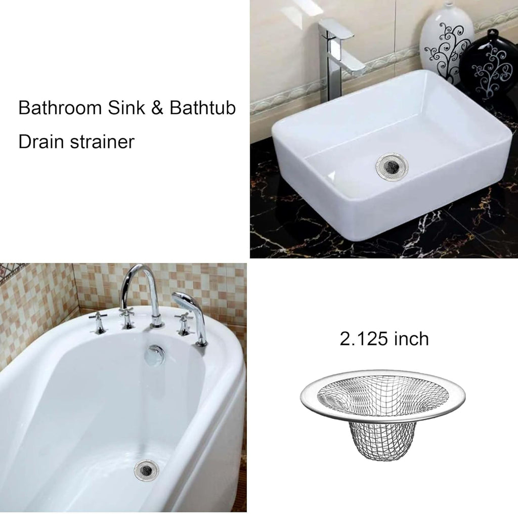 10PCS Mesh Sink Drain Strainer Hair Catcher, 2.125'' Stainless Steel Slop Basket Filter Trap, Bathtub Sink Drain Screen Filter Cover Mesh Bathroom Bathtub RV Laundry Lavatory Balcony Utility