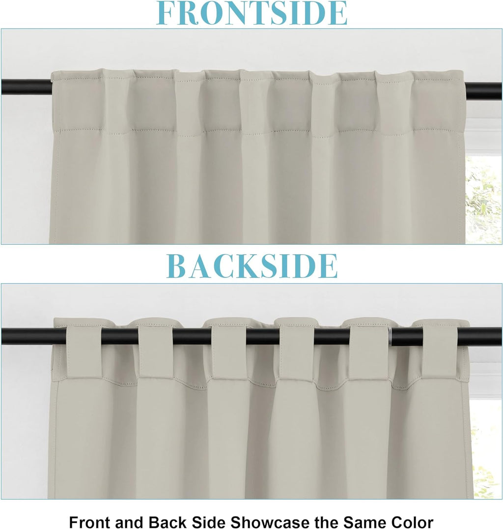 RYB HOME Blackout Curtains for Kitchen, Privacy Thermal Insulating Small Winow Curtain Shades for Classroom Bathroom Nursery Bedroom Cafe, W 42 x L 30, Natural, 2 Panels