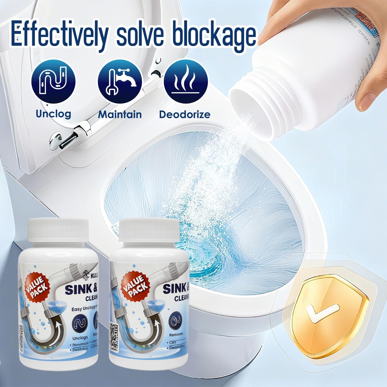 Pipe Dredge, Powerful Foaming Sink & Drain Cleaner Powder for Kitchen, Toilet & Pipeline Cleaning, Fast-Acting Clog Remover (2pcs or 4pcs) (2 bottles)