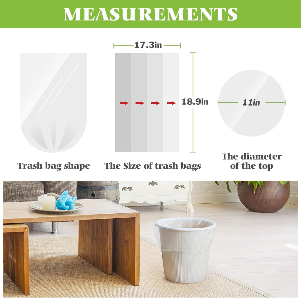 Teivio 3 Gallon 150 Counts Strong Trash Bags Garbage Bags, Bathroom Trash Can Bin Liners, Small Plastic Bags for Home Office Kitchen Kitchen, Clear