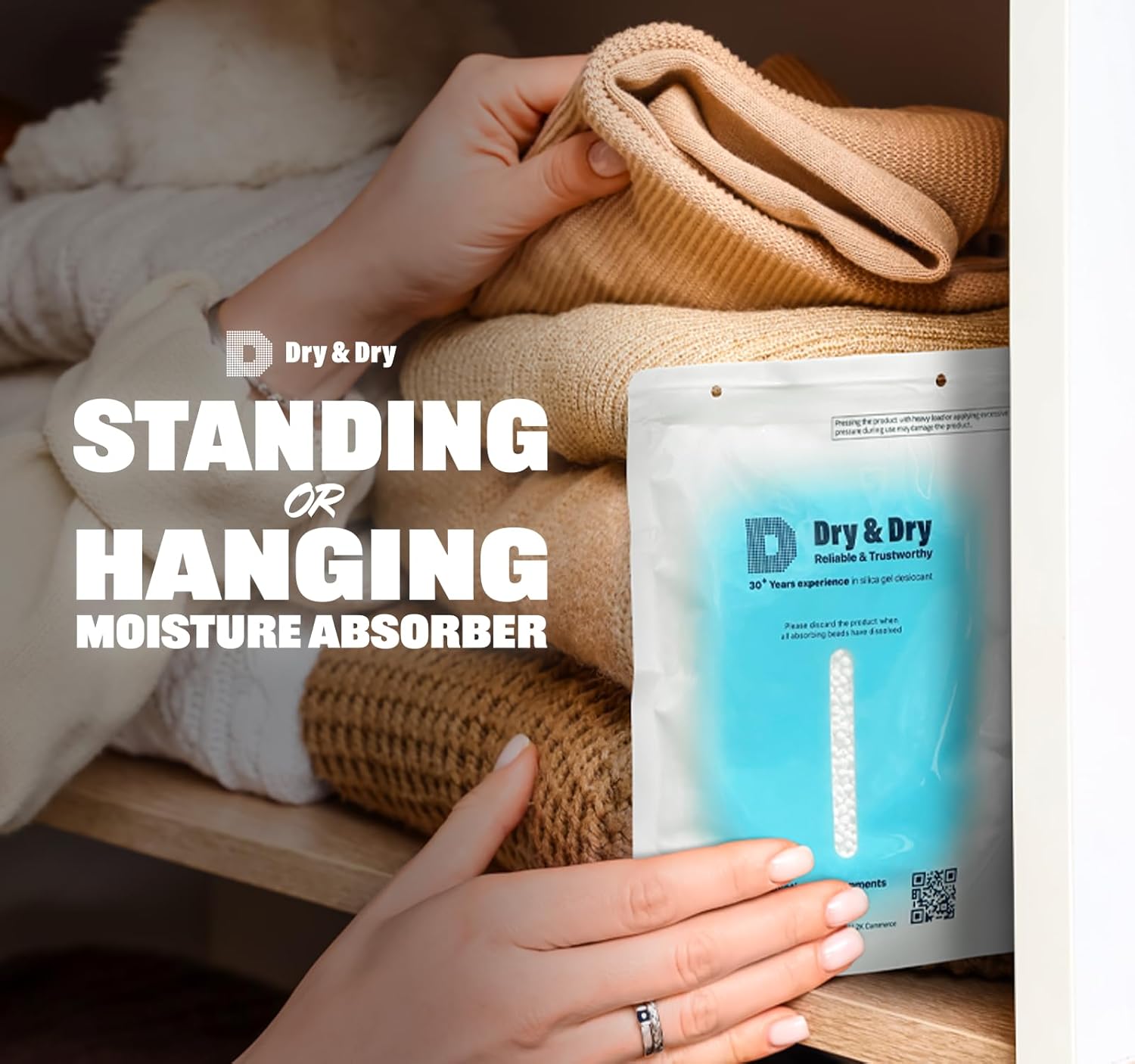 Dry & Dry 50 Packs Hybrid Moisture Absorbers & Musty Odor Eliminator Dehumidifier to Control Excess Moisture for Basements, Closets, Bathrooms, Laundry Rooms. Moisture Absorbers