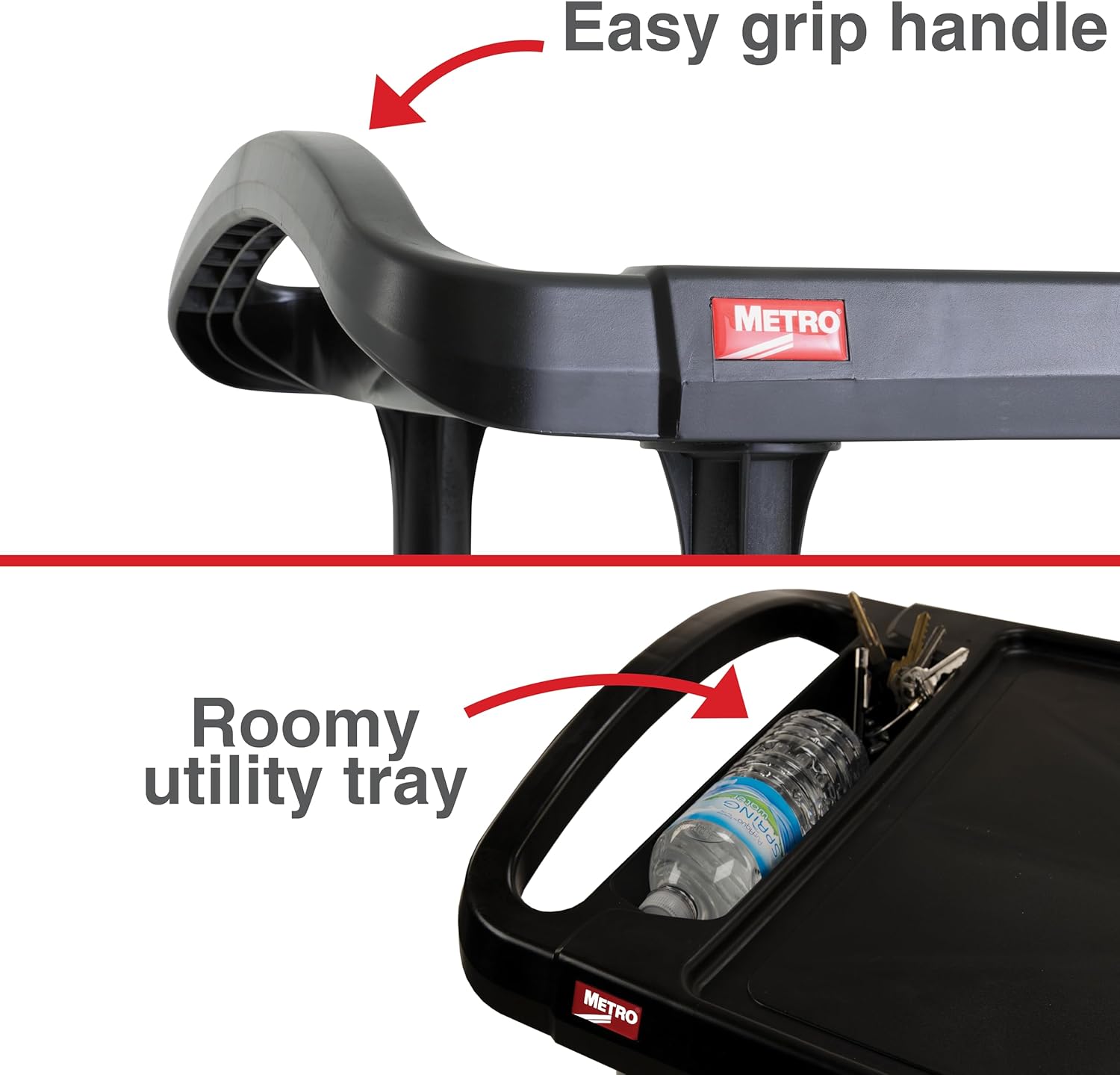 Metro myCart Plus Utility Cart - Choose-Your-Height Adjustable Heavy Duty Rolling Cart for Home, Commercial and Industrial Use - 2-Shelf, 300 lbs Capacity - 23.9" W x 34.4" L x 35.5-39.5" H - Black