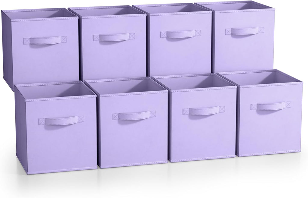 Sorbus Fabric Storage Cubes - 8 Foldable Storage Bins for Organizing Pantry, Cubbies, Toy Box - Clothes Storage & Closet Organizer - 11 Inch Collapsible Cube Baskets for Shelves with Handle