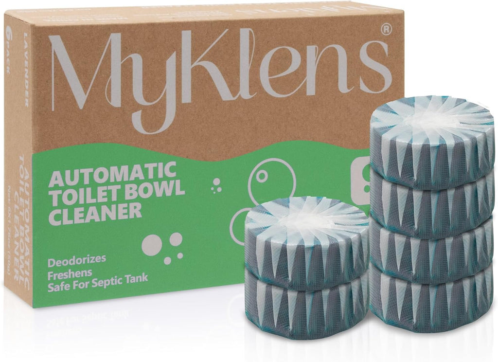 Toilet Bowl Cleaner Tablets, Automatic Toilet Bowl Cleaners, Long-Lasting Toilet Tabs Drop in Tank for Deodorizing & Descaling, Green, 6 Packs