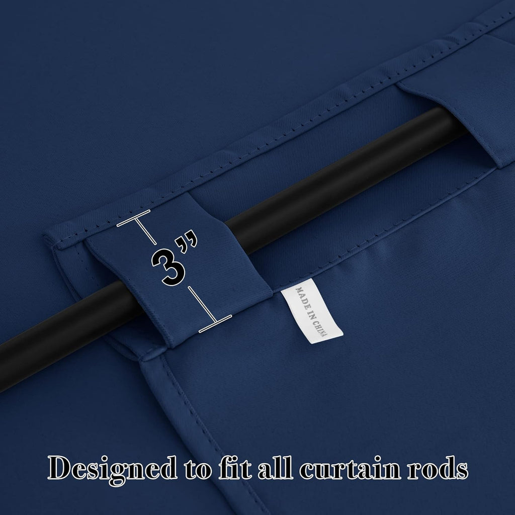 RYB HOME Blackout Kitchen Curtains, Thermal Insulated Back Tabs Window Curtain Room Darkening Shades Ideal Match for Bathroom Basement RV, Navy, Width 42 inch x Length 36 inch, 2 Panels Set