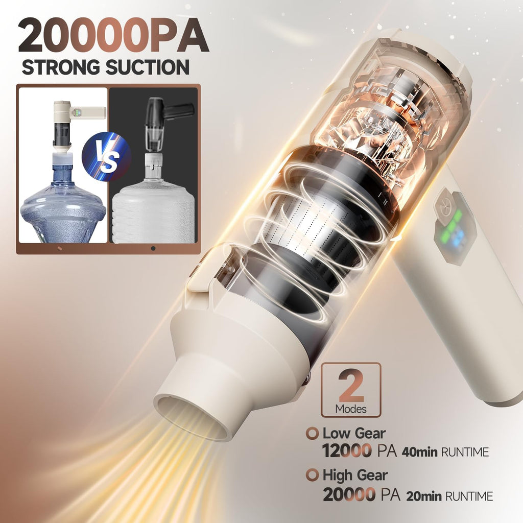 Car Vacuum, Handheld Car Vacuum Cleaner Cordless with Brushless Motor, 20000PA Suction High Power Rechargeable Vacuum Cleaner & Air Duster, 4-in-1 Portable Mini Hand Vacuum Blower with LED Display