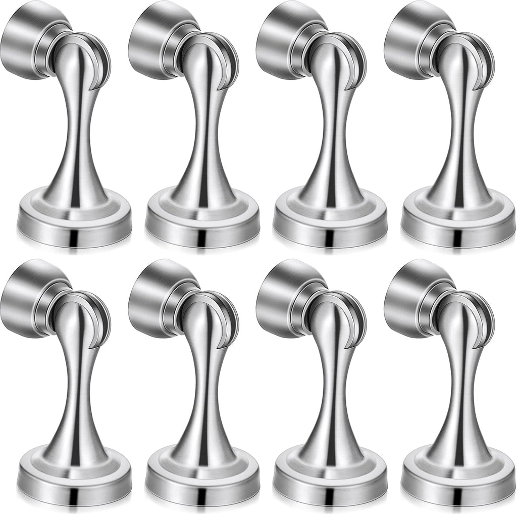 8 Pcs Magnetic Door Stoppers Stainless Steel Door Stops Magnetic Catch Holder with Screws for Wall Floor Mounted Wall Protector Hold (Silver)