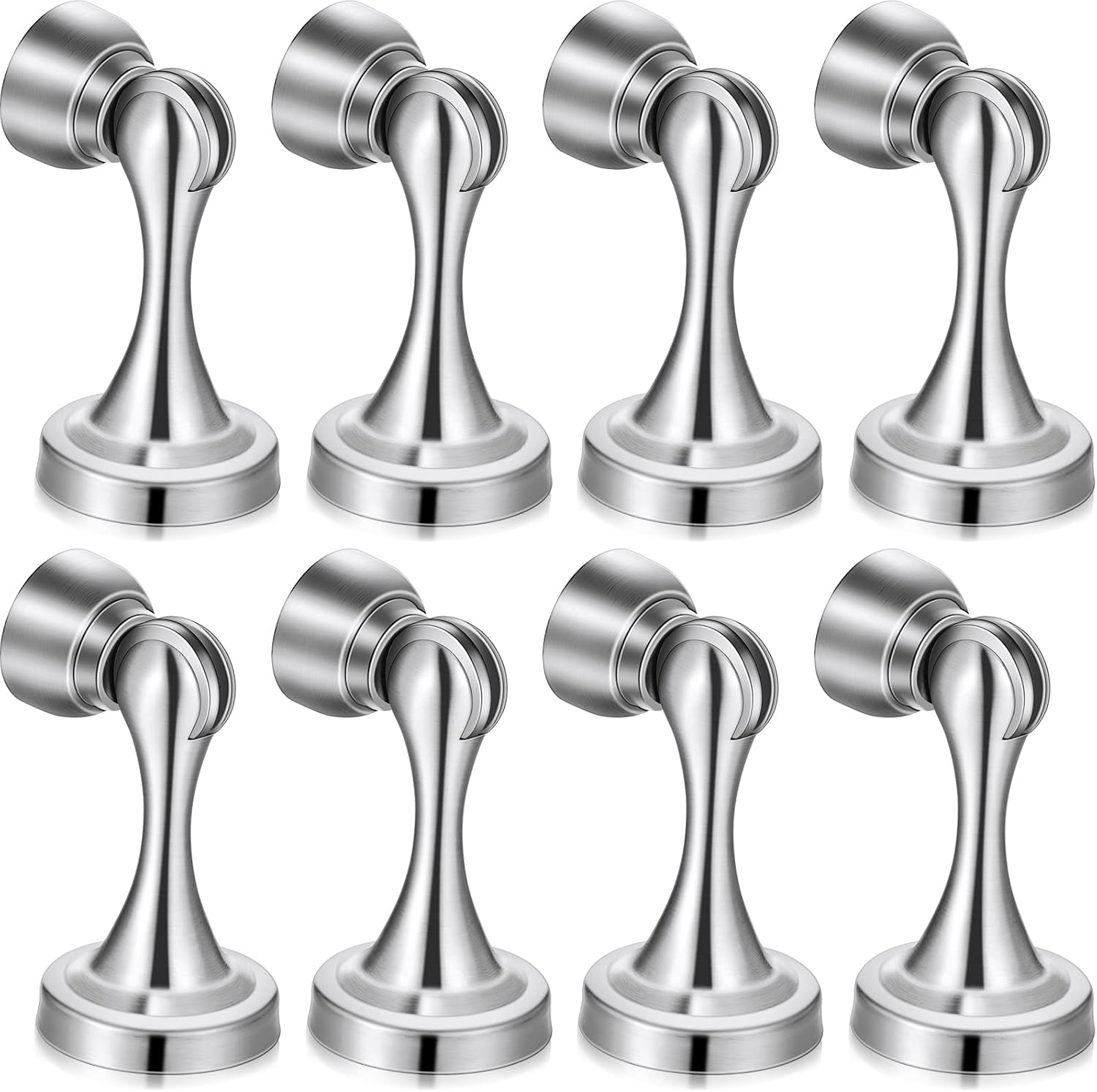8 Pcs Magnetic Door Stoppers Stainless Steel Door Stops Magnetic Catch Holder with Screws for Wall Floor Mounted Wall Protector Hold (Silver)