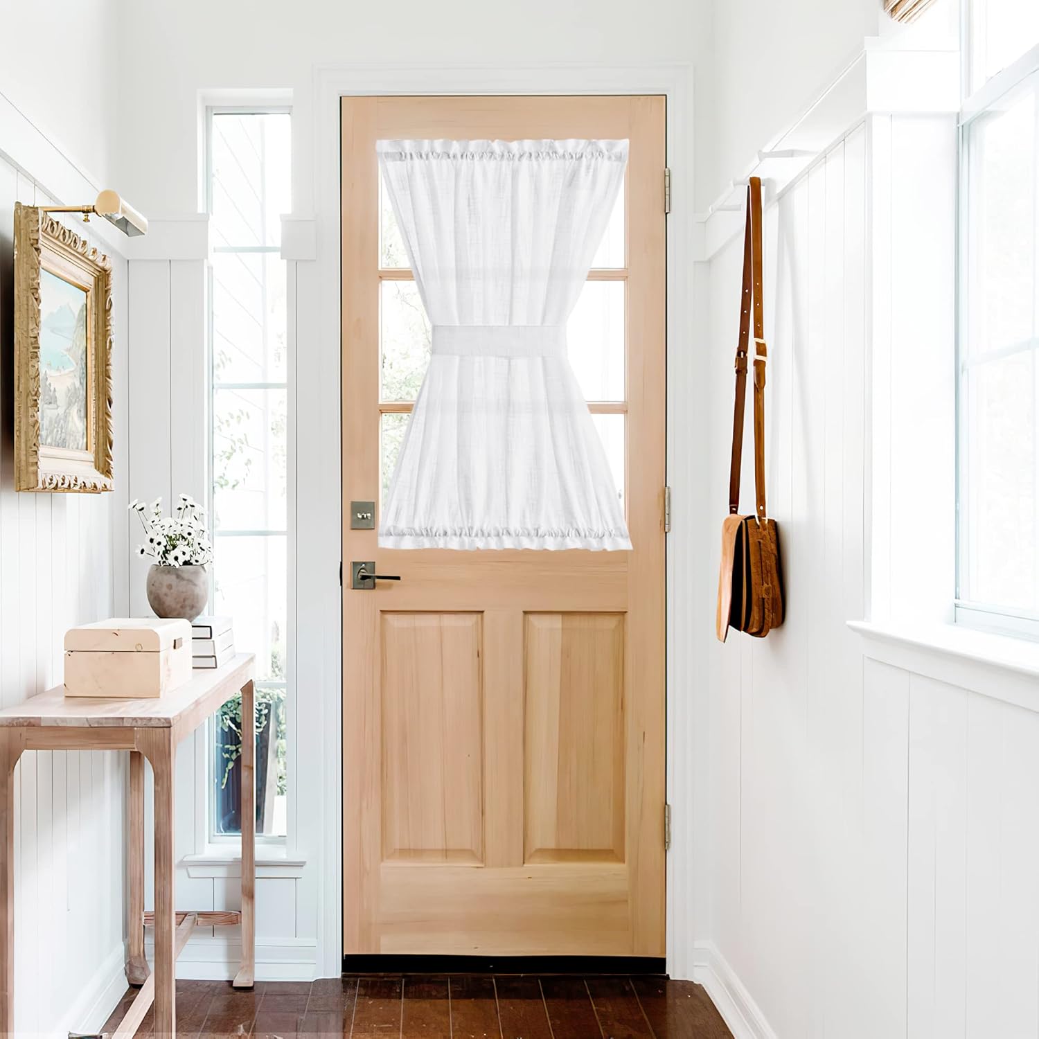 NICETOWN Classroom Window Cover Sheer Lockdown Shade, Front Door Curtains for Glass Window, Small Rod Pocket Curtains for French Door/Basement/Bathroom, 1 Panel, 36" Wide x 40" Long, White