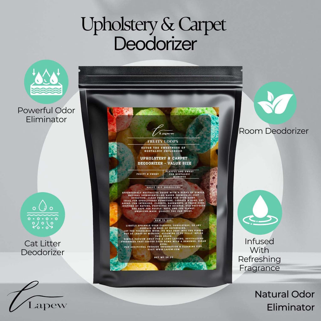 Fruity Loops Carpet Freshener Powder Refill 36 oz | Powerful Odor Eliminator for Home | Upholstery Deodorizer | Carpet Deodorizer | Pet Urine | Cat Litter Box