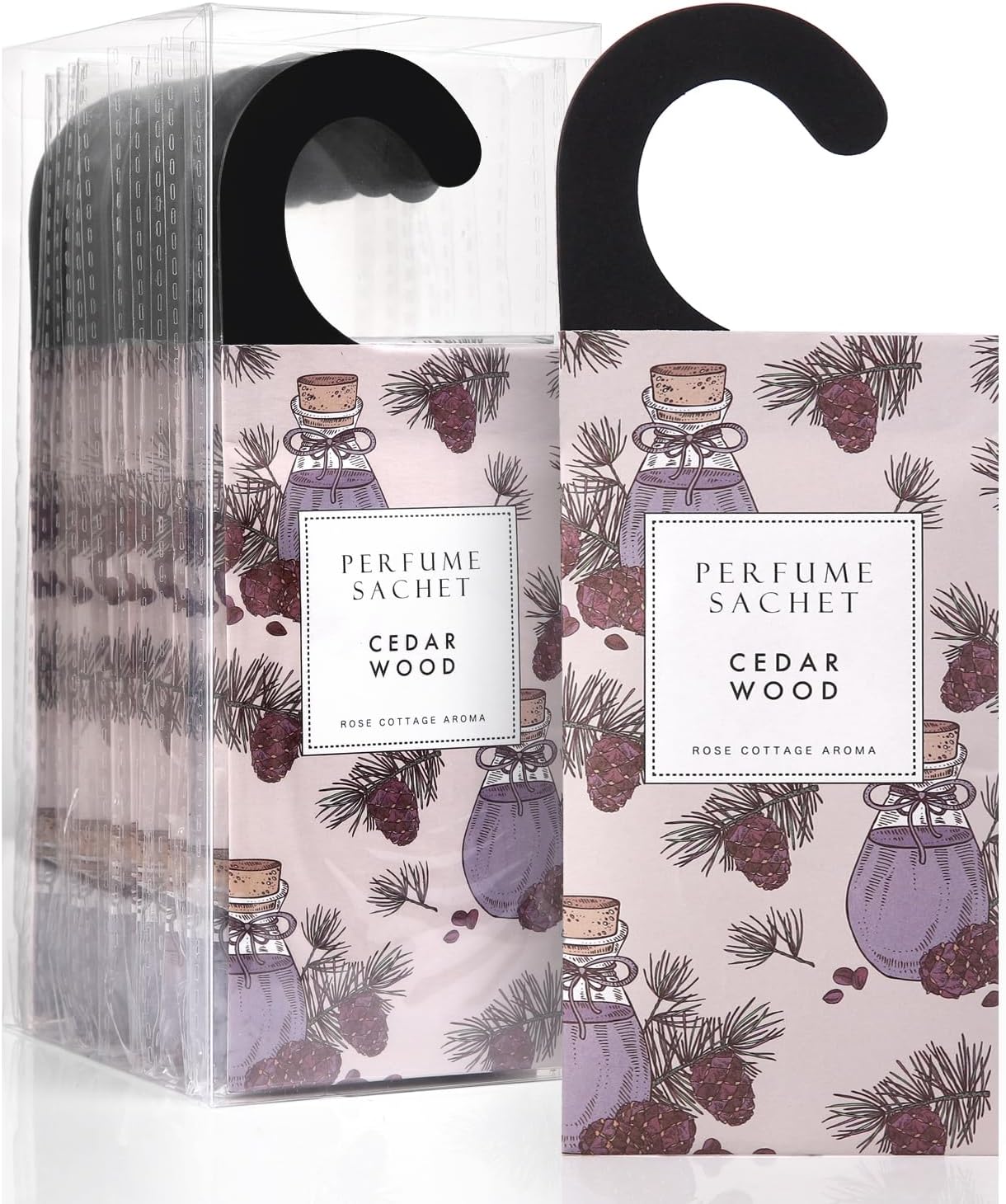 ROSE COTTAGE Large 12 Packs Cedar Wood Hanging Closet Deodorizer Air Freshener Long Lasting Scented Sachets Smell Goods for House