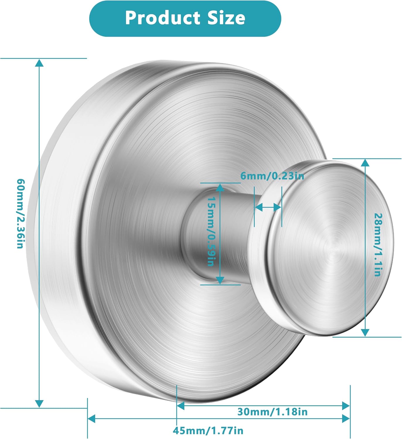 Suction Cup Hooks for Shower,Removable No Drill Towel Hooks,Upgraded 15 lbs Strong Suction hooks for Bathroom Tile,Shower Wall,Glass Door,Kitchen-Loofah,Coat,Stainless Waterproof-Silver 2 Pcs