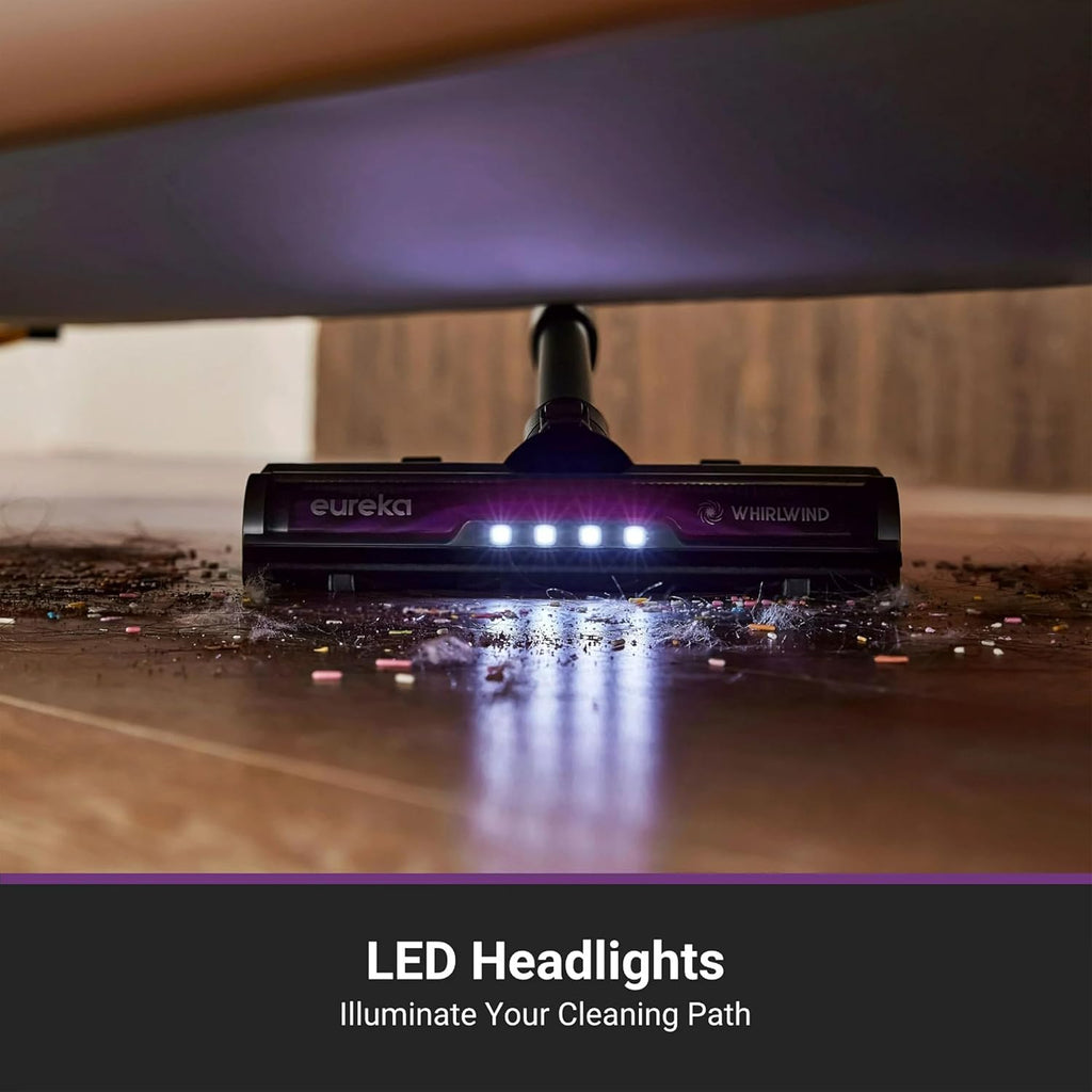 Eureka Stylus Elite NEC490BL Cordless Stick Vacuum, 350W Powerful Suction, Self-Emptying Station, 60-Min Runtime, Anti-Tangle Brushroll, 5-Layer HEPA Filtration, Ideal for Pet Hair&All Floor Types