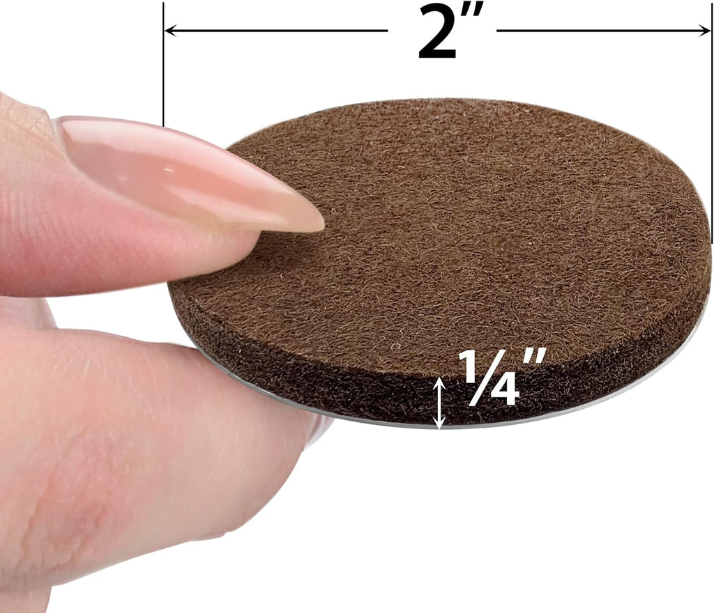 16 Heavy-Duty Felt Furniture Pads 2” 1/4” Thick X-Protector! Round Felt Pads for Furniture Feet - The Best Felt Floor Protectors for Furniture to Prevent Scratches. Protect Your Hard Floor! (Brown)