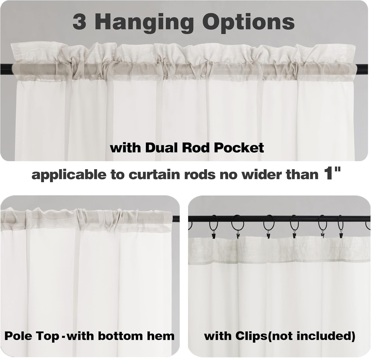 Chyhomenyc Extra Long Ivory Sheer Curtains 108 Inches Long 2 Panels, Light Filtering Ivory Curtains for Living Room, Soft Gentle Voile Rod Pocket Bedroom Window Drapes, 59Wx108L Inch, 9FT, 2PCS