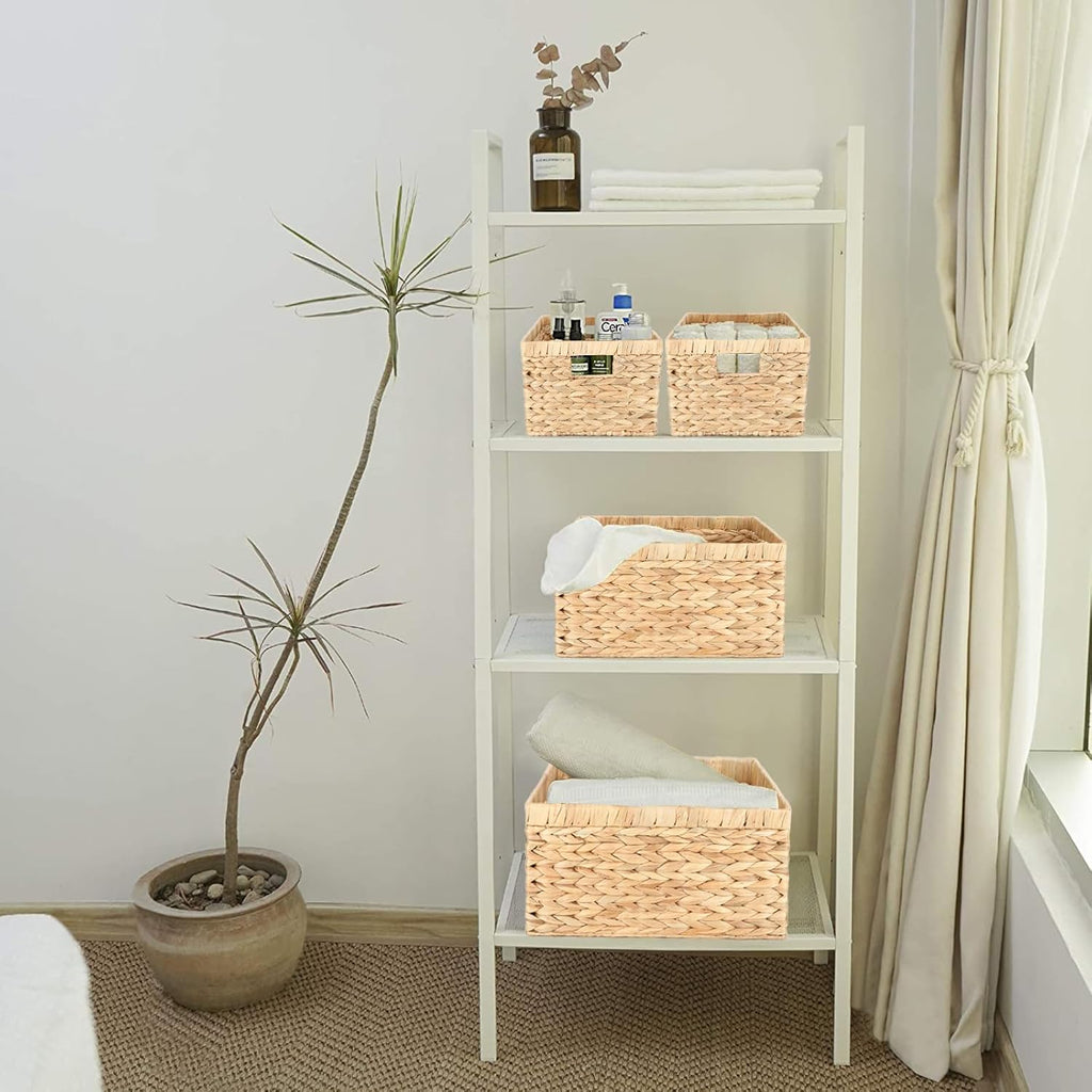 Water Hyacinth Wicker Baskets for Organizing, Rectangular Wicker Baskets with Built-in Handles,3-Pack