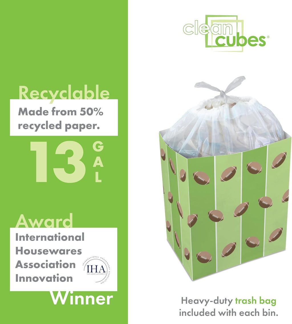 13 Gallon Disposable Pop-Up Trash Cans (3-Pack) with Fitted Bags – Foldable Garbage & Recycling Bins for Parties, Events & Kitchen (Tailgating, 17" H x 13.5" W x 10" D)