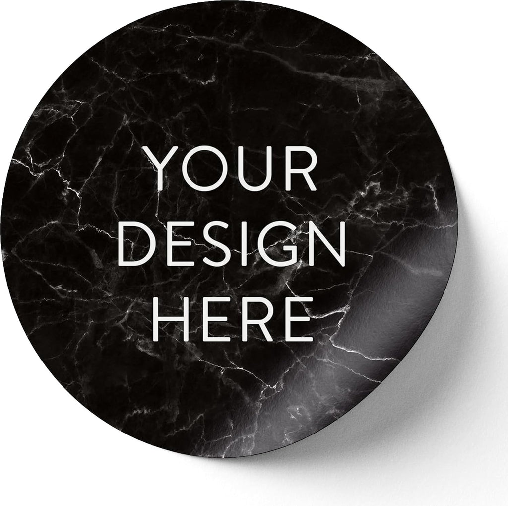 100 Custom Vinyl Stickers - Upload Your own Image, Text, Design, Logo - Personalized Logo Labels for Handmade, Packaging, Bottle, Jars, Candle, Brand Stickers (Black Marble, 5x5)