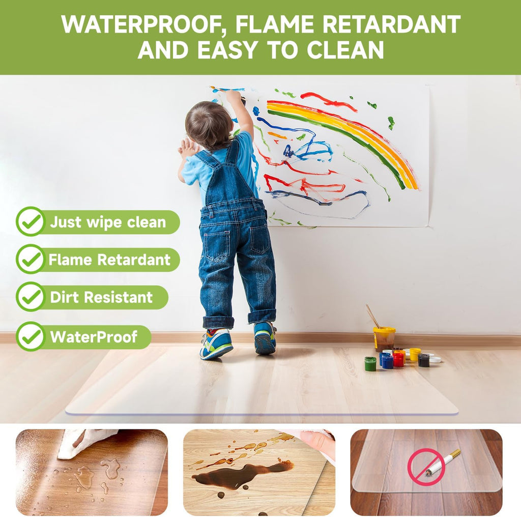 SOONAN Chair Mat for Hardwood Floor, 48" x 36" Clear Office Floor Mat, 0.08" Thickness Heavy Duty Computer&Desk Chair Mat,Floors Protector Chair Mats for Home & Office