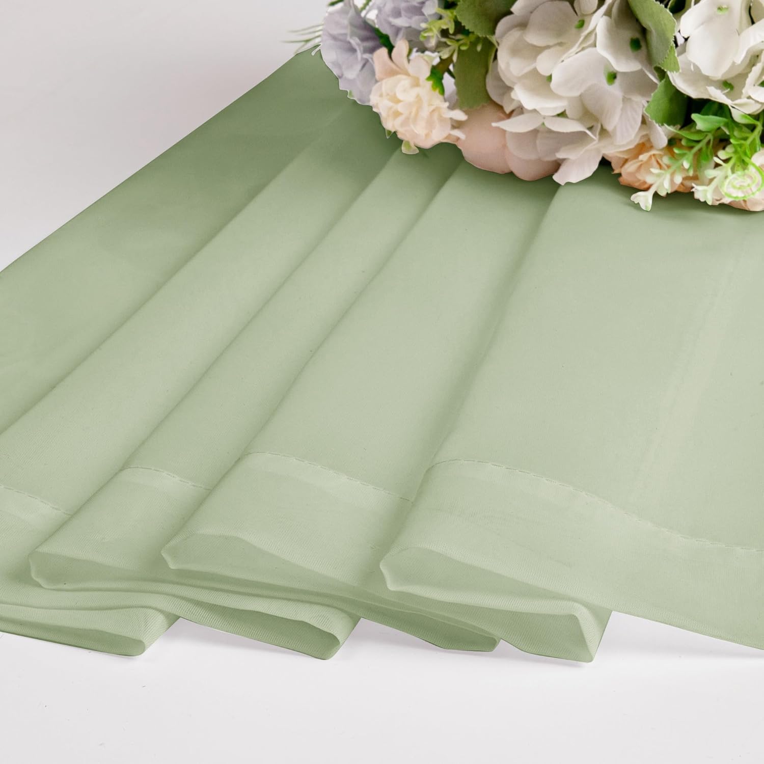 Chyhomenyc Light Green Sheer Curtains 84 Inches Long 2 Panels Set- Light Filtering Curtains for Bedroom, Soft Airy Voile Rod Pocket Living Room Window Drapes, 42Wx84L Inches, 2 PCS