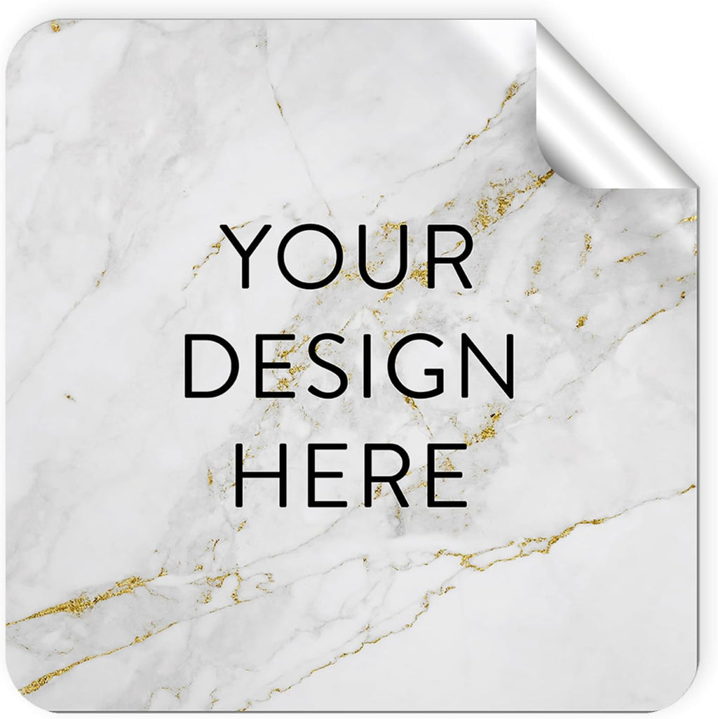 100 Custom Vinyl Stickers - Upload Your own Image, Text, Design, Logo - Personalized Logo Labels for Handmade, Packaging, Bottle, Jars, Candle, Brand Stickers (Gold Marble, 1.5x1.5 Square)