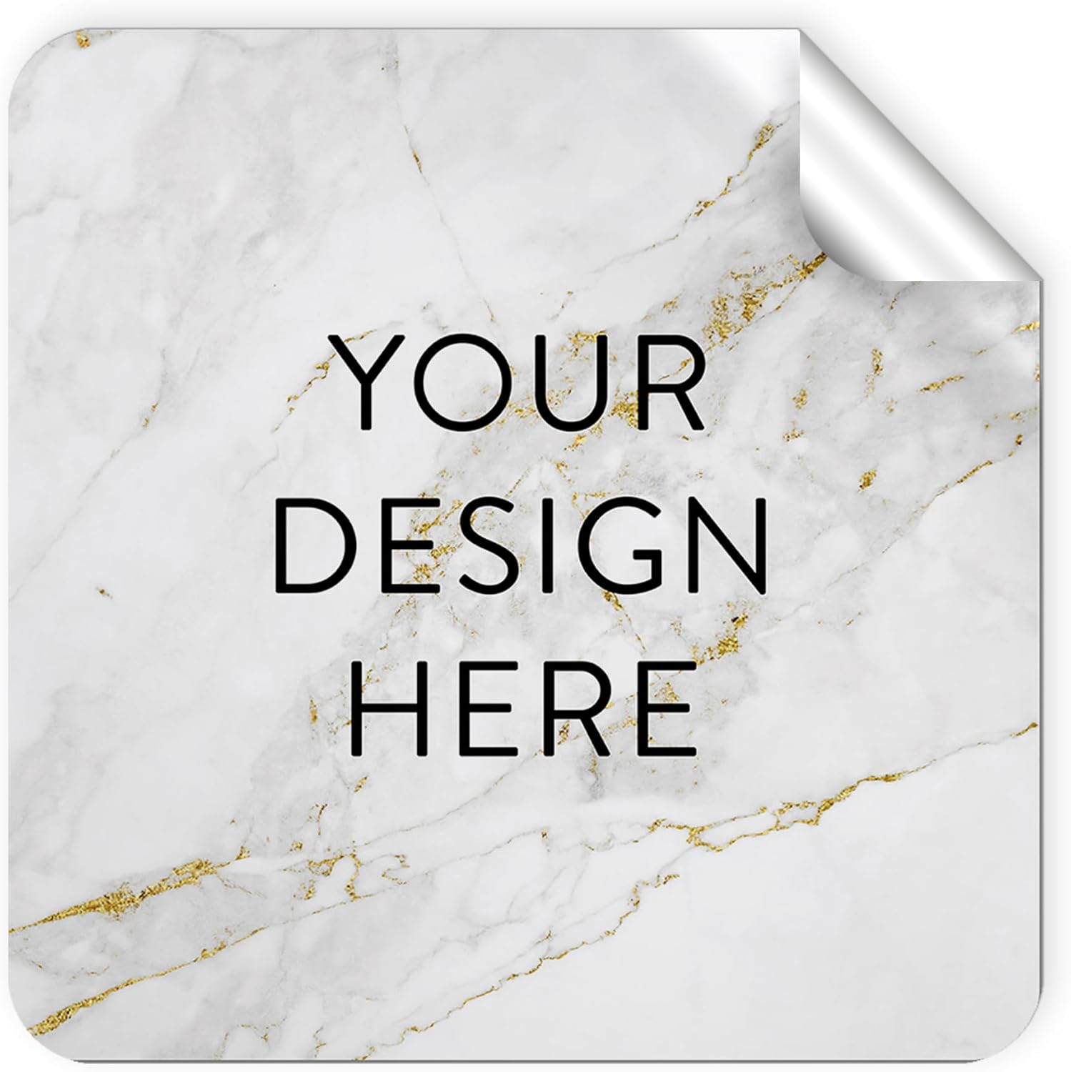 100 Custom Vinyl Stickers - Upload Your own Image, Text, Design, Logo - Personalized Logo Labels for Handmade, Packaging, Bottle, Jars, Candle, Brand Stickers (Gold Marble, 1.5x1.5 Square)