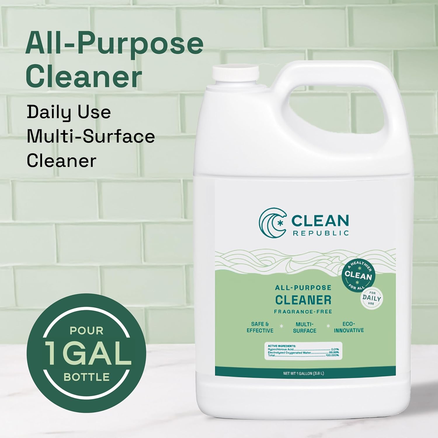 Clean Republic All-Purpose Cleaner, Daily Use Cleaner for Kitchens, Bathrooms, and More, 1 Gallon Bottle