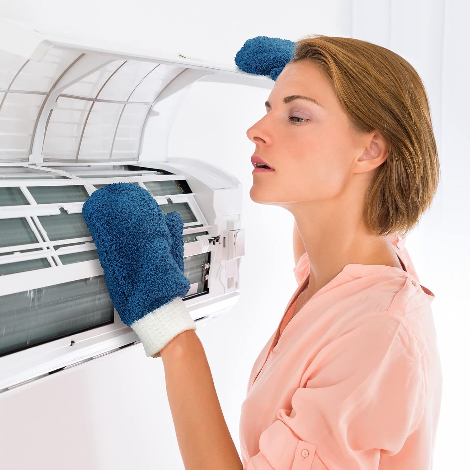 BBTO 3 Pairs Microfiber Dusting Mitt with Thumb Household Cleaning Gloves No Scratch Reusable Washable Dusting Mittens for Plants House Window Car Cleaning