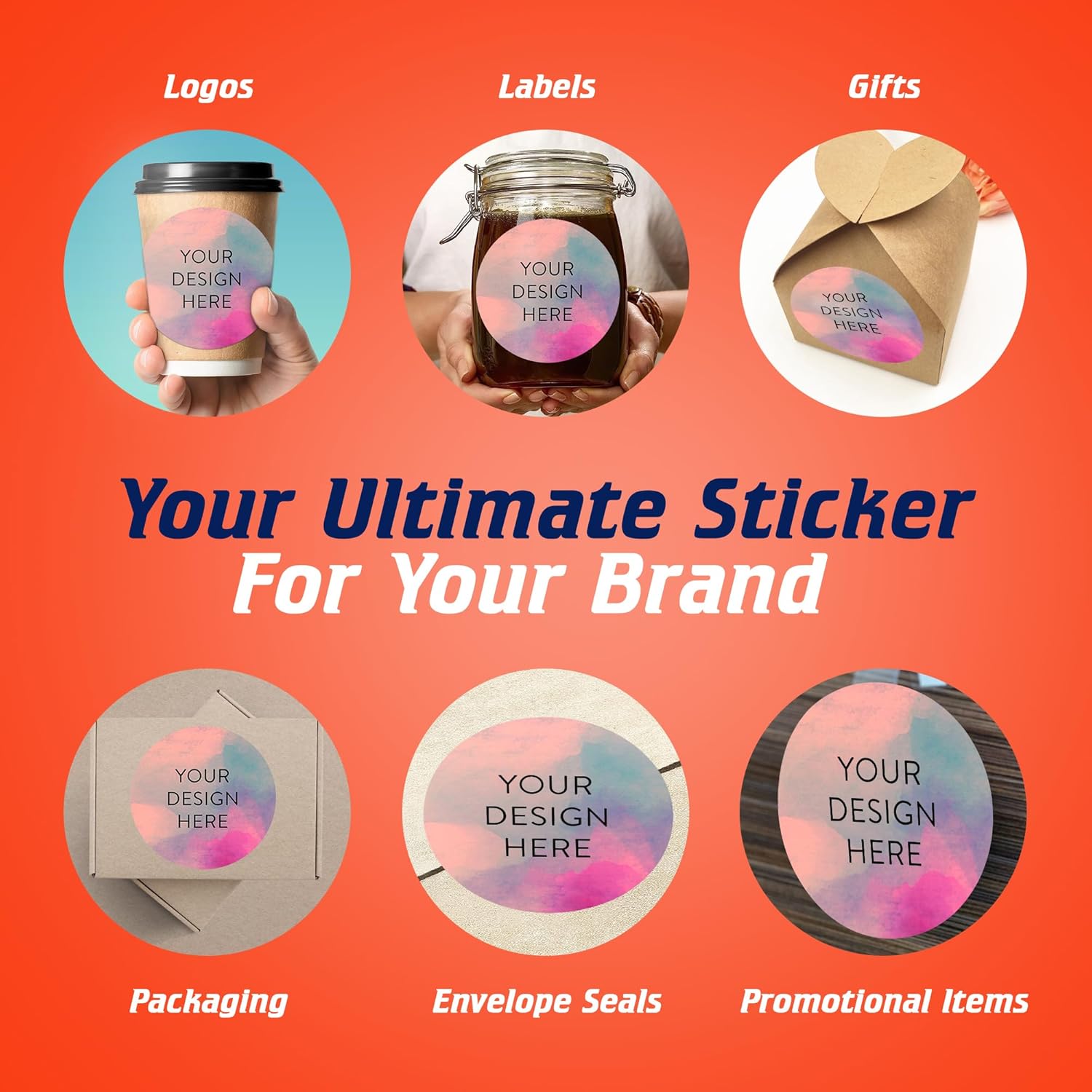 100 Custom Vinyl Stickers - Upload Your own Image, Text, Design, Logo - Personalized Logo Labels for Handmade, Packaging, Bottle, Jars, Candle, Brand Stickers (Rose, 6x6)