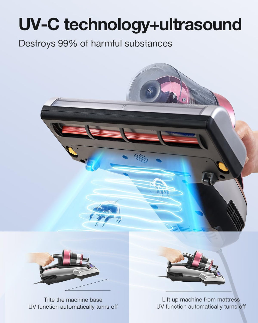 Jimmy Mattress Vacuum Cleaner, Bed Vacuum Cleaner with UV-C Light & Ultrasonic, 15Kpa Suction 500W Powerful Handheld Vacuums for Dust & Pet Hair with HEPA (BX5 Pro, Corded)