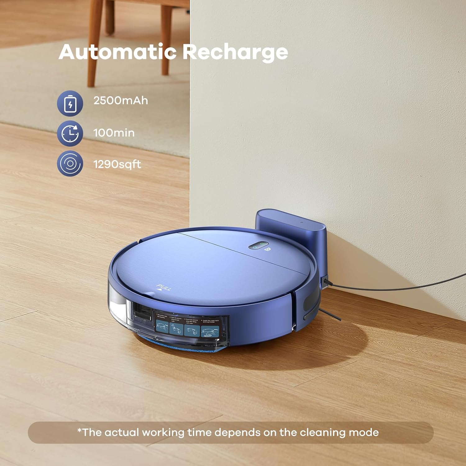 ZCWA Robot Vacuum and Mop Combo,2.4GHz WiFi Link Vacuum Robot,4 Cleaning Mode Robotic Vacuums Cleaner,APP/Remote Aspiradora Robot,Self-Charging Robot Vacuum for Pet Hair,Stains,Carpets,Corner