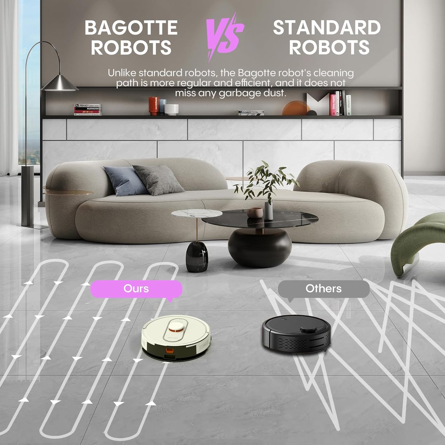 Bagotte Robot Vacuum and Mop, 5000Pa Robotic Vacuums,Self Emptying Station for 60 Days,LiDAR Navigation, No-Go Zones,Wi-Fi/App/Alexa Control, for Carpet, Hard Floors and Carpets