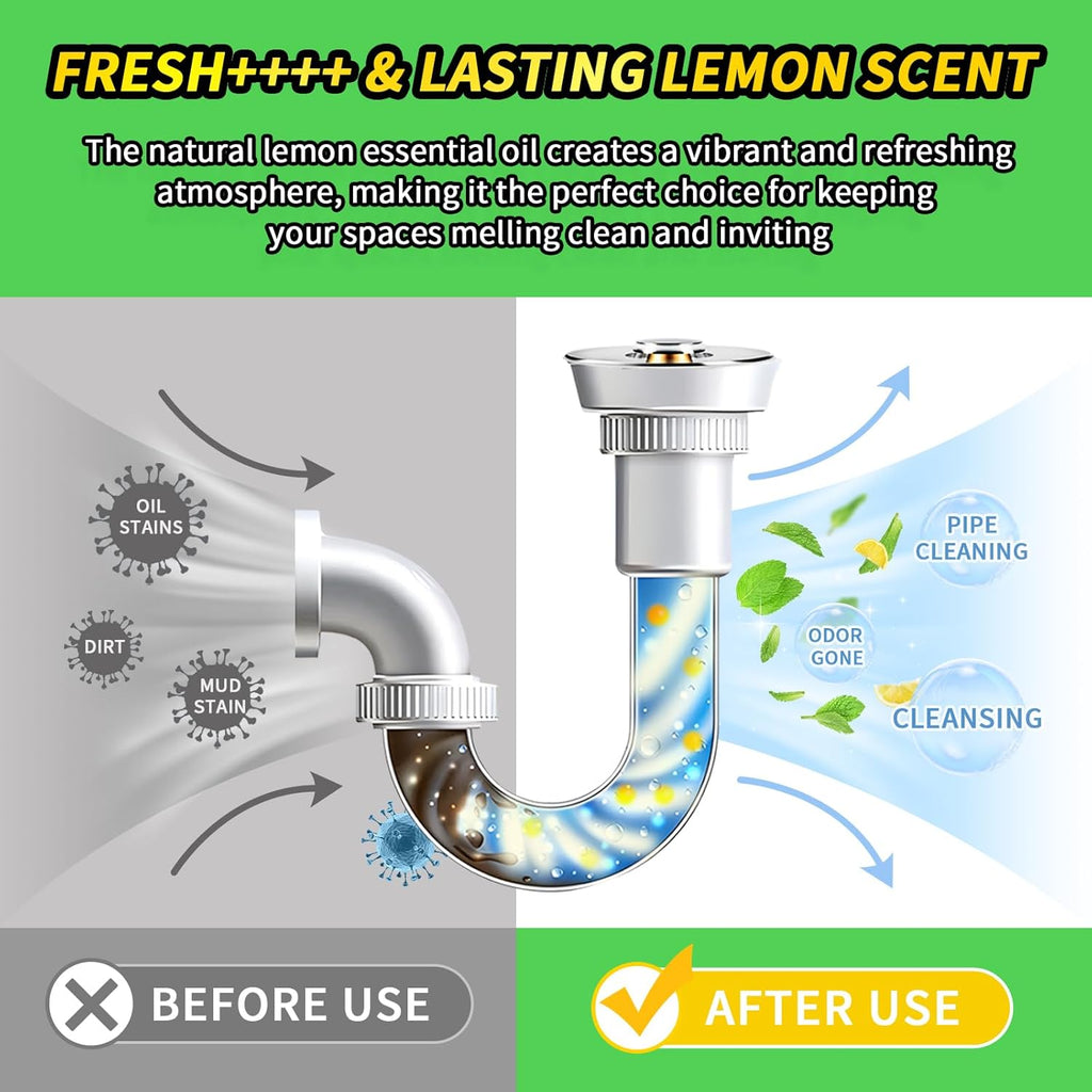 50 Count Garbage Disposal Cleaner and Deodorizer – Sink Odor Eliminator, New Powerful XL Sink Drain Freshener Pods | Dissolves Grease, Eliminates Odors, Lemon Zest Scent