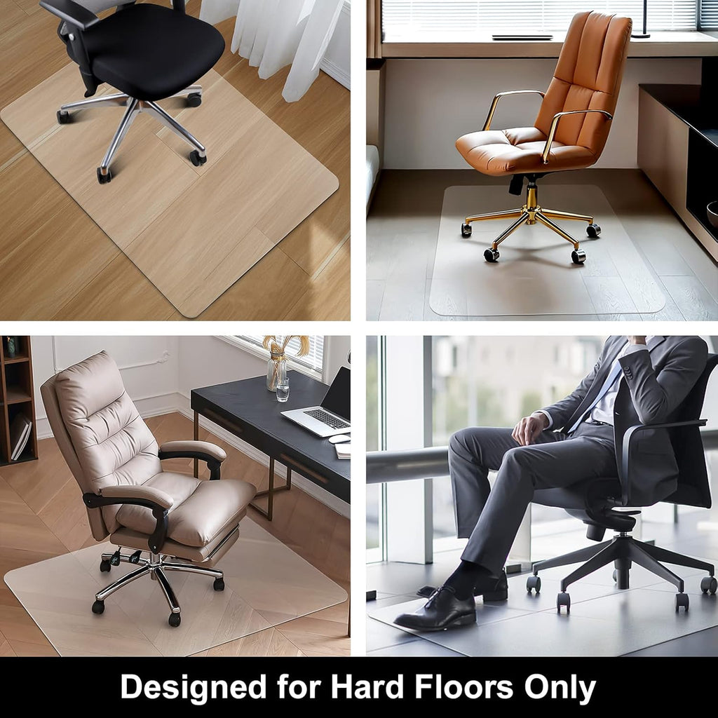 Kuyal Office Chair Mat for Hardwood Floor, 36'' x 48'' Rectangle Transparent Desk Thick Durable Chair Mat for Rolling Chairs, Easy Glide, Floor-Protector