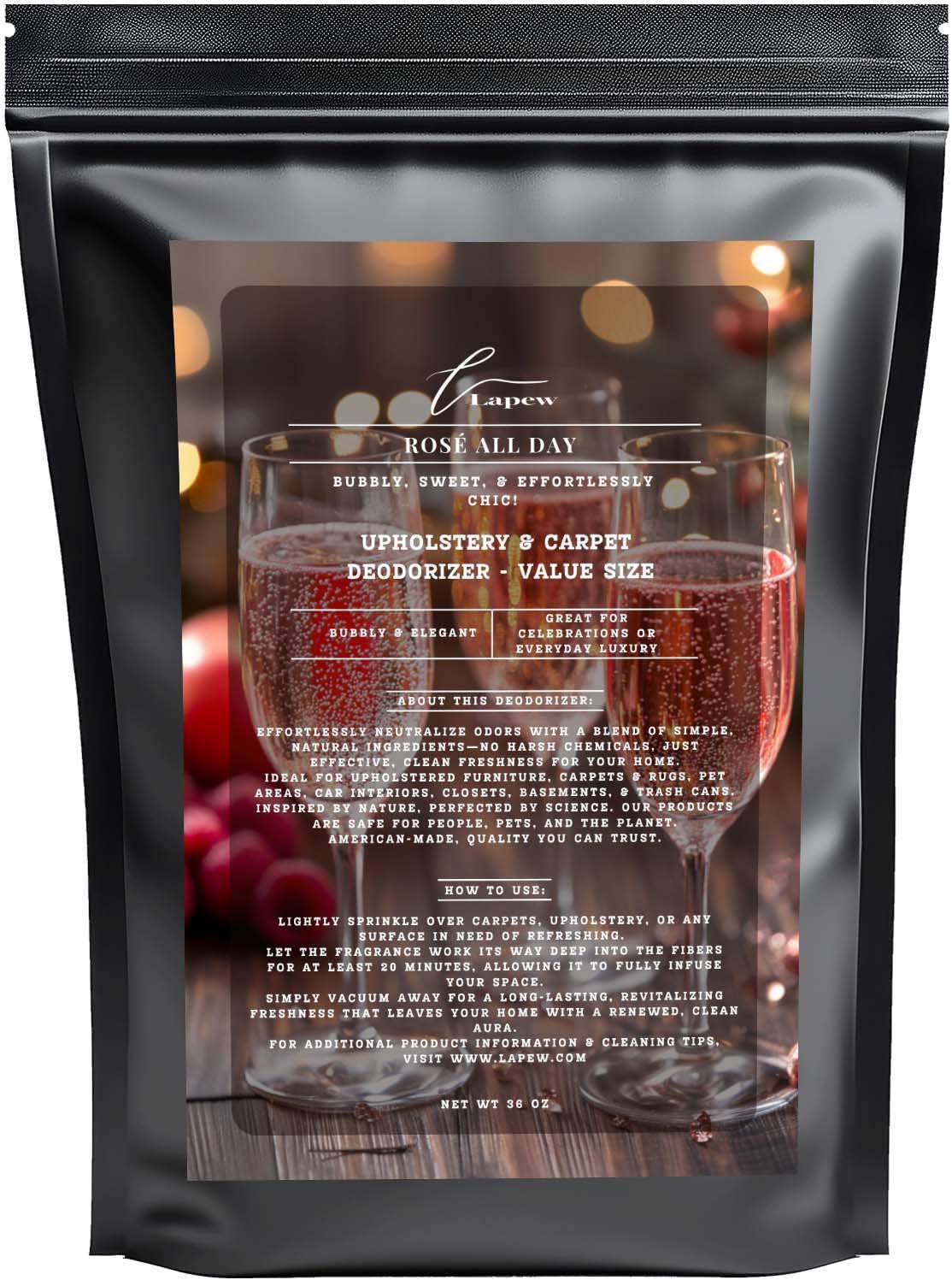 Rosé All Day Carpet Freshener Powder Refill 36 oz | Powerful Odor Eliminator for Home | Upholstery Deodorizer | Carpet Deodorizer | Pet Urine | Cat Litter Box