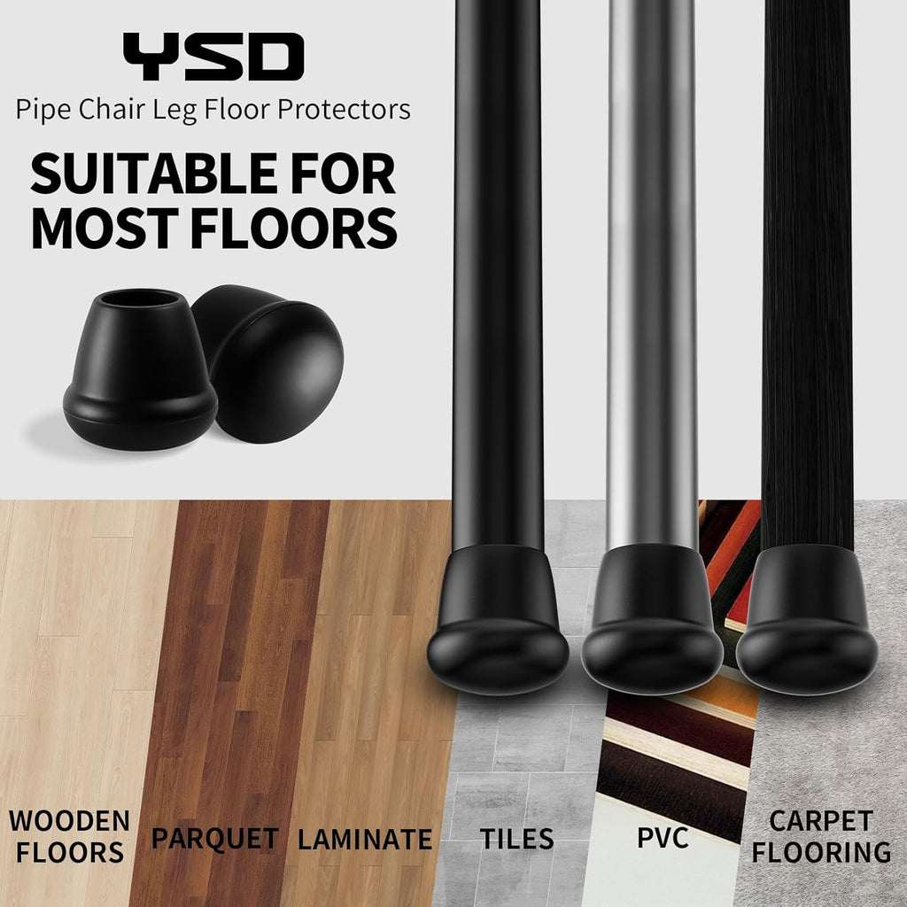 1 Inch Heavy Duty Rubber Chair Leg Caps - 8 PCS Non-Slip Furniture Floor Protectors with Metal Inserts for Wood, Tile, Carpet - Fits Chairs,Stools,Bar Stools
