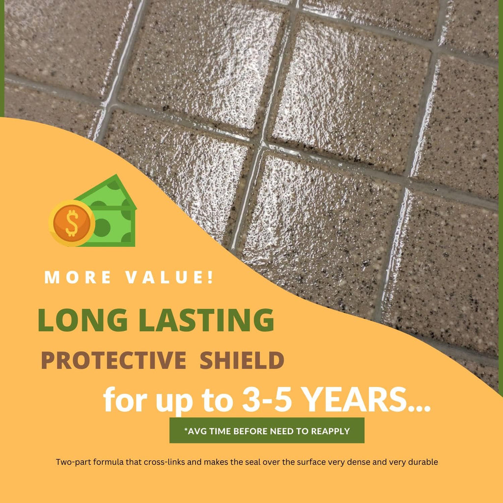 GlazeGuard Matte Floor Sealer Wall Sealer for Ceramic, Porcelain, Stone Tile Surfaces (3 Gal - Prof Grade (2) Part Kit)