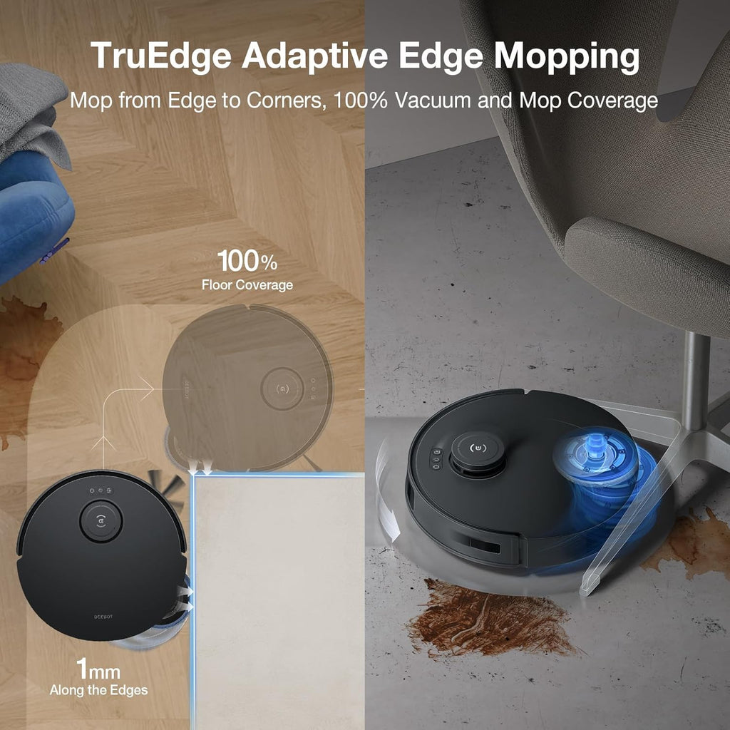 ECOVACS DEEBOT T30S AI Care Robot Vacuum and Mop, 11000Pa, TruEdge Adaptive Edge Mopping, ZeroTangle, AI Instant Re-mop, Hot Water Mop Washing, Self-Emptying & Refilling, Obstacle Avoidance