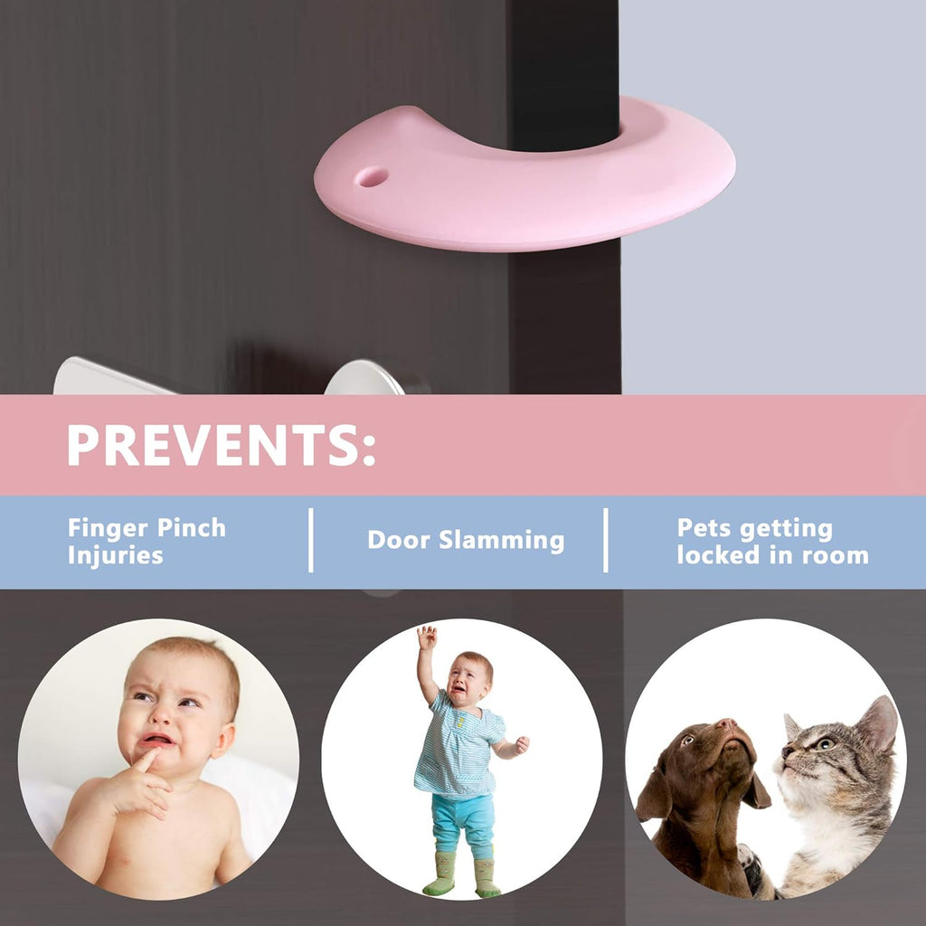 Silicone Door Pinch Guard and Door Slam Stopper, Durable Finger Pinch Guard, Prevents Pinch Injuries, Slamming Doors, Door Stopper for Kids, 4 Packs （2 Pink 2 Blue）.
