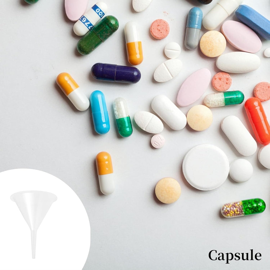 12 Pcs Small Funnel & Mini Funnel 1.57" Opening, 0.1" Narrow Tip for Essential Oils, Perfumes, Capsules & Mini Bottles (Polypropylene, 2.17" Height)