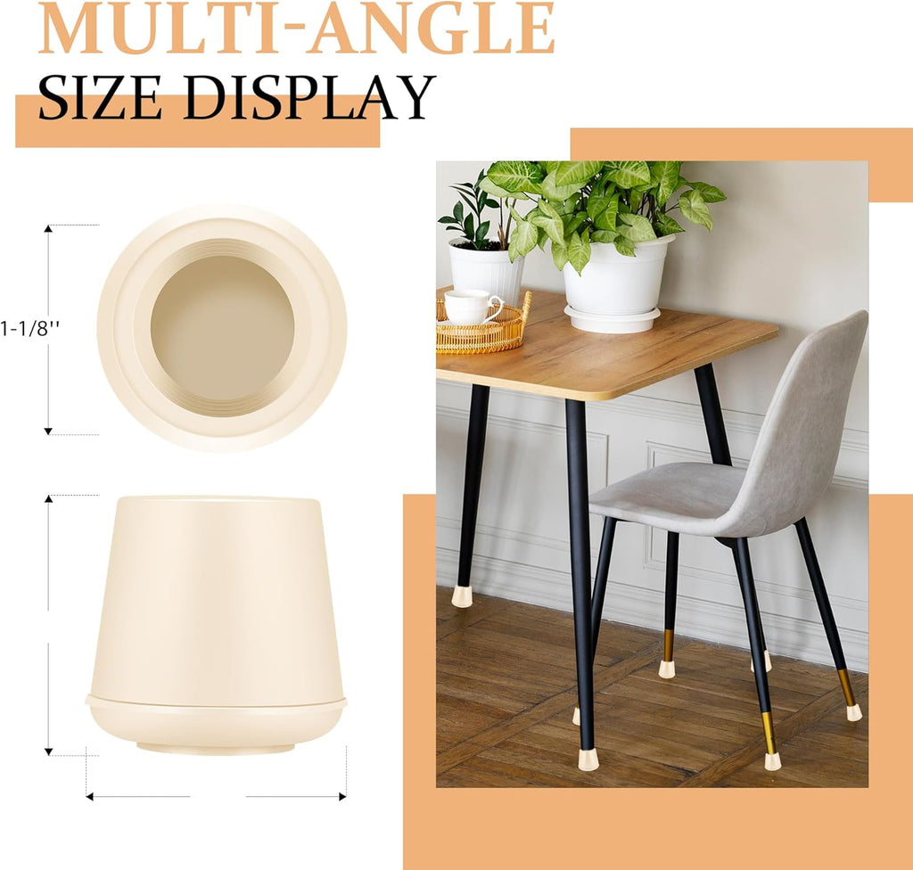 1-1/8" Round Rubber Chair Leg Tips Caps, Chair Leg Floor Protectors, Non-Slip Chair Leg Caps, Stool Leg Protectors Cap, Folding Metal Chair Leg Tip Replacement (White, 16 Pack)