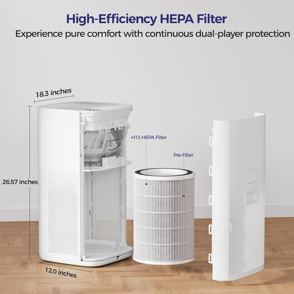 VUSIGN Air Purifier for Home Large Room & Pets, Covers Up to 1800 ft² with CADR 242 CFM, H13 HEPA Filter, Air Quality Display, Smart App Control, Quiet Sleep Mode, Remove Dust, Smoke & Odor