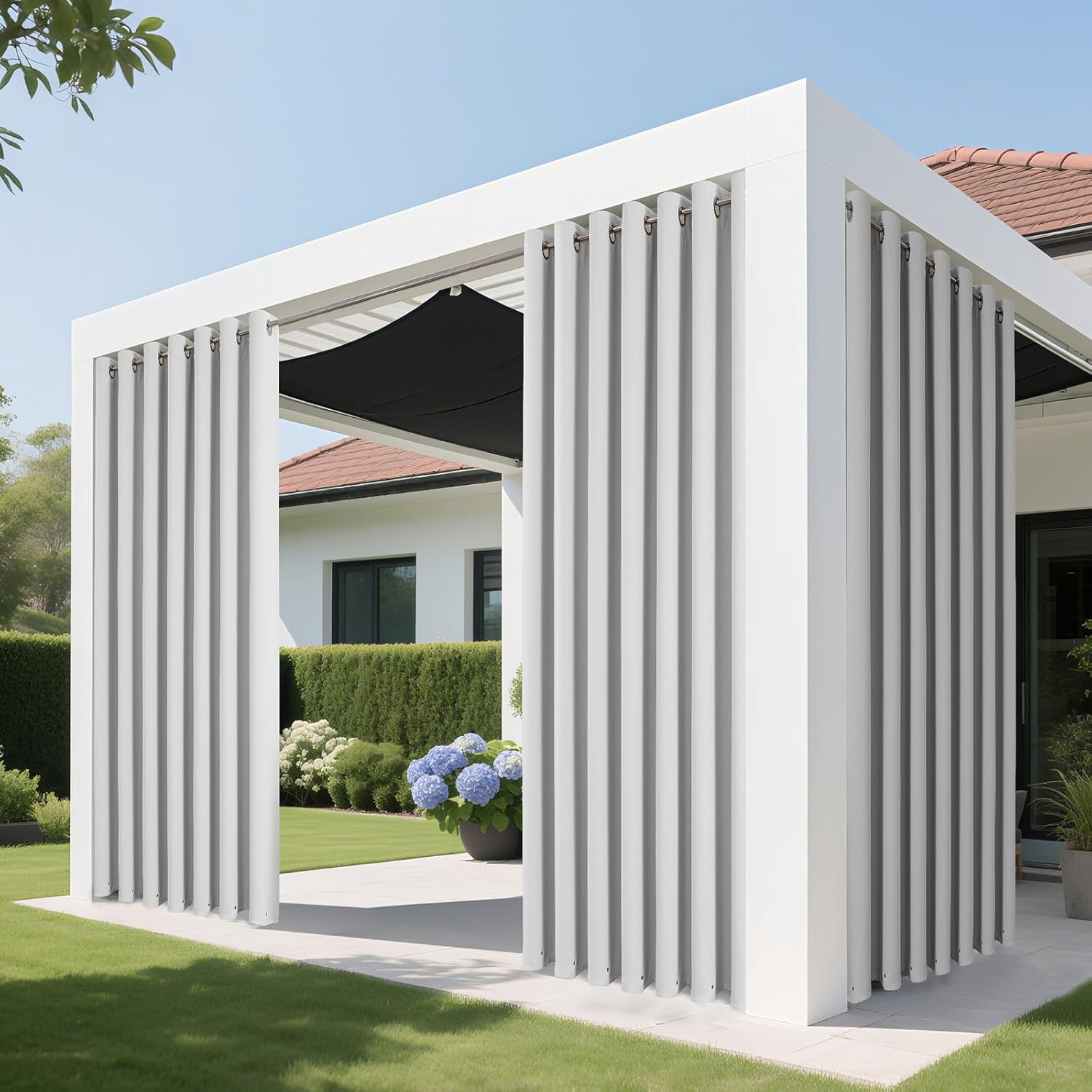 Joydeco Blackout Patio Sliding Door Curtains 90 Inches Long, Grommet Privacy Room Divider Curtains, Extra Wide Thermal Blackout Drapes for Bedroom Living Room (Greyish White, 70Wx90L, 1 Panel)