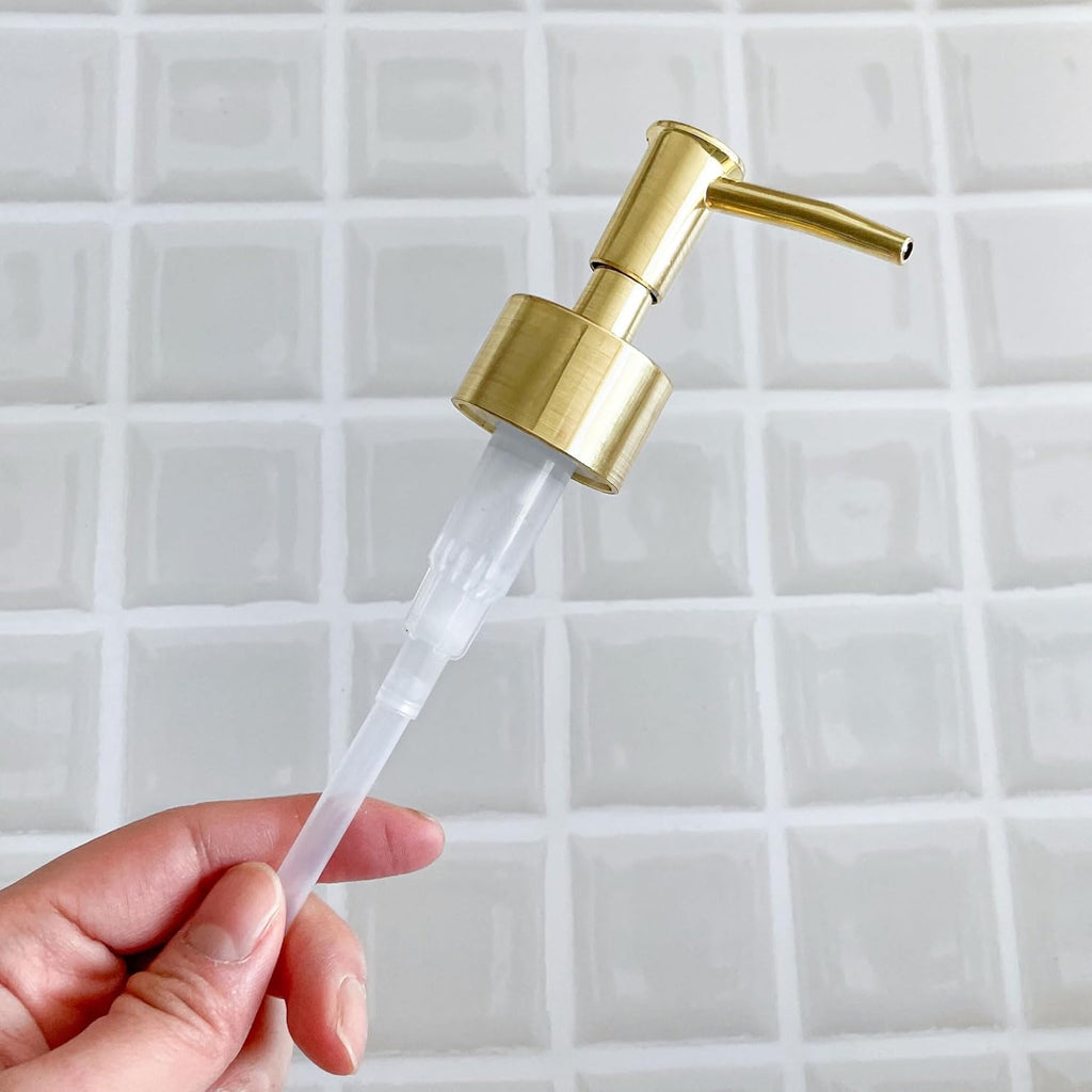 Soap Dispenser Pump Head Replacement 3 Pack, 28/400 Threads Standard Size, for Bathroom and Kitchen (Shiny Gold)