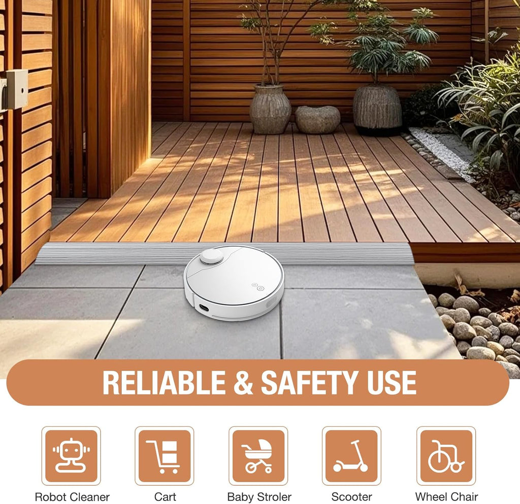 Floor Transition Strip Self Adhesive Vinyl Door Threshold for Doorways Carpet Edging Trim Overlap Edge Reducer for Laminate Floor, Carpet, Tile (Light Gray Wood Grain, 3/5" to 4/5", 3.3Ft)