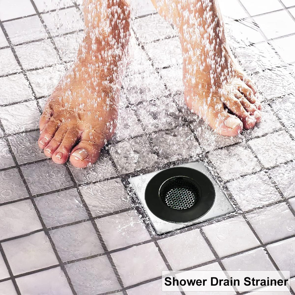 1.75" Bathtub Drain Strainers, Shower Drain Hair Catchers, Stainless Steel Drain Filter Cover for Bathroom Laundry Floor Drain, Fit for 1.75"-3.0" Drain Hole Black
