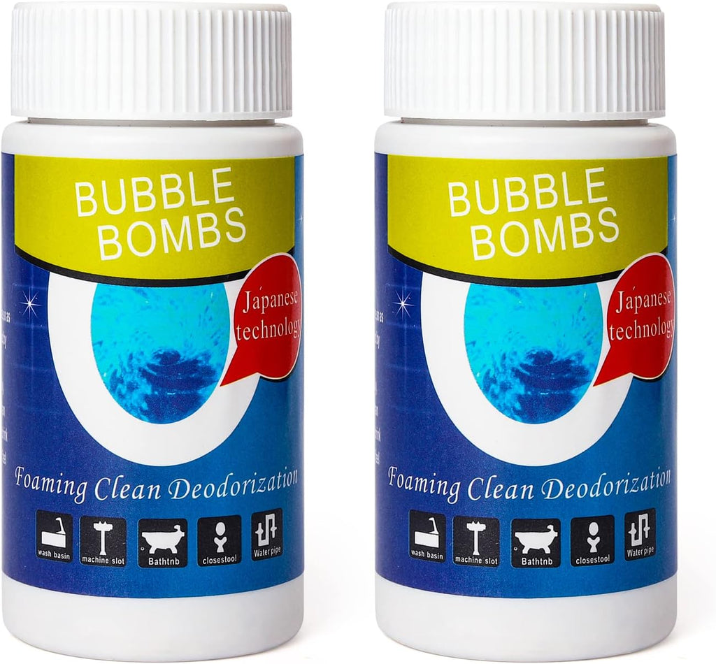 2 Pcs Powerful Magic Bubble Bombs Drain Cleaner - Fast Foaming Pipe Cleaner Powder Dredge Agent for Kitchen Toilet Pipeline Quick Cleaning Tool